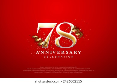 Celebración del 78 aniversario, vector de diseño elegante y lujoso. Fondo vectorial premium para el saludo y la celebración.