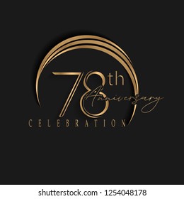 78th anniversary, design templates vector and illustrations with golden color and dark background