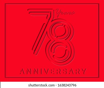 78th Anniversary with elegant red stripe motif, anniversary template design for web ,Creative poster, booklet, leaflet, flyer, magazine, invitation card