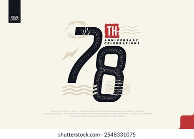 78th anniversary with grunge texture and abstract geometric shapes