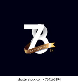 78th anniversary logo with gold ribbon. template design for web, game ,Creative poster, booklet, leaflet, flyer, magazine, invitation card