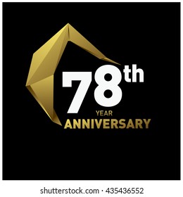 78th anniversary logo with gold shape modern looks. Anniversary signs illustration. Gold anniversary logo design and illustration