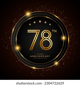 78th anniversary logo with golden color double line style, vector template