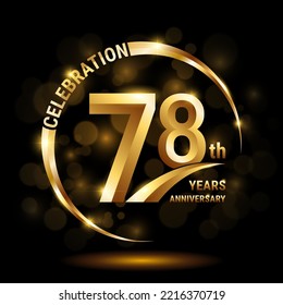 78th Anniversary Logo, Template design for anniversary celebration with golden ring and text, vector illustration
