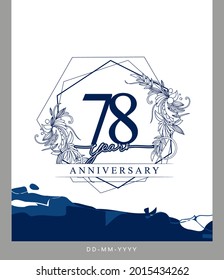 78th Anniversary logotype with hand drawn background blue color for celebration event, wedding, greeting card, and invitation.