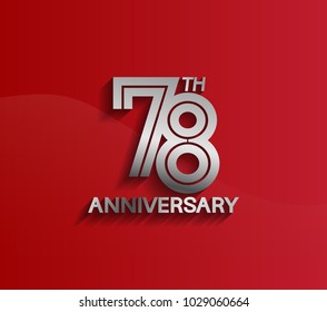 78th anniversary logotype silver color with multiple line style for celebration event
