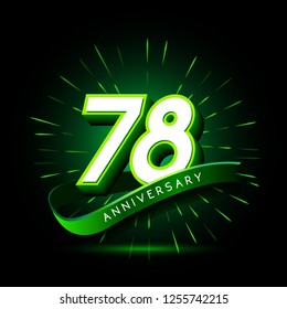78th anniversary neon text vector design template. green number neon logo, light banner design element colorful design trend, night bright advertising neon text anniversary event party template
