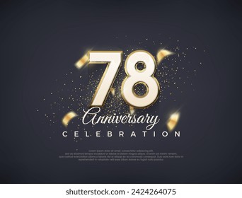 Número del 78 aniversario con números de lujo. diseño vectorial premium. Vector premium para póster, banner, saludo de celebración.