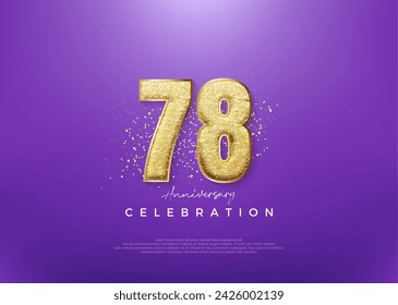 78th anniversary number, with shiny gold glitter number. Premium vector background for greeting and celebration.