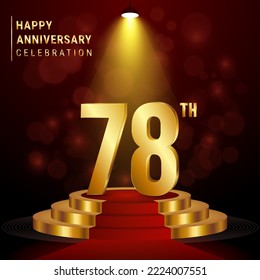 78th Anniversary. Perfect template design with golden podium for celebration events, weddings, greeting cards and invitation cards. Vector illustration