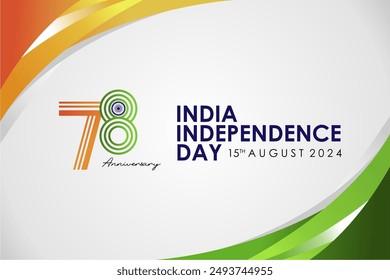 78th Anniversary of Republic India Independence Day 2024 Banner, Background, Greeting, Template. Design with 78 Logo and Orange, White, Green Gradient Background.