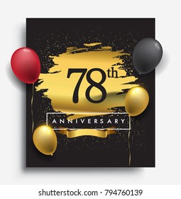 78th anniversary template design on golden brush background and balloon, vector design for greeting card and invitation card, Birthday celebration