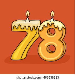 78th  Birthday Candle Number .Vector design template elements for your birthday celebration.