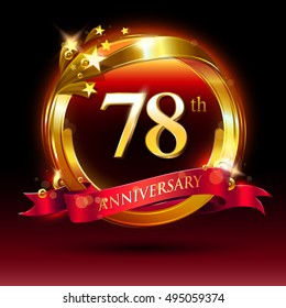 78th golden anniversary logo. with ring and red ribbon.