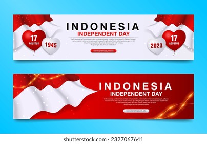 78th Happy Indonesia independence day 2023 banner with balloons and flag design