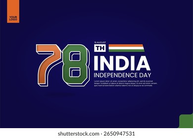 India’s 78th Independence Anniversary Logotype with Tricolor Ribbon and Bold Typography
