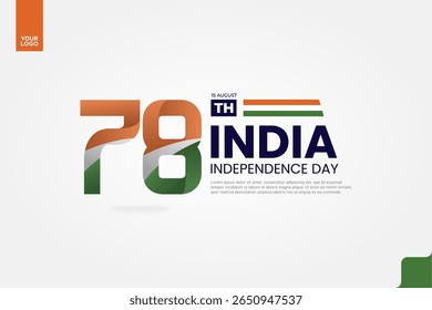 India’s 78th Independence Anniversary Logotype with Tricolor Ribbon and Bold Typography