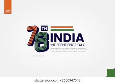 India’s 78th Independence Anniversary Logotype with Tricolor Ribbon and Bold Typography