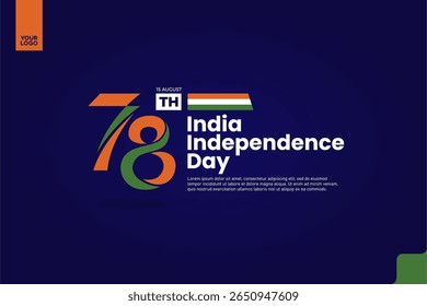 India’s 78th Independence Anniversary Logotype with Tricolor Ribbon and Bold Typography