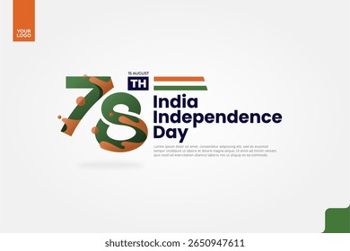 India’s 78th Independence Anniversary Logotype with Tricolor Ribbon and Bold Typography