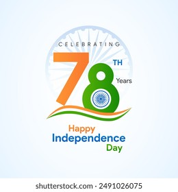 Diseño de Vector del 78° Día de la Independencia de India. Celebrando el diseño del 78° Día de la Independencia de la India.