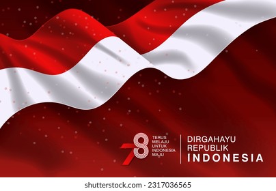 78th Indonesia Independence Day banner with red white waving flag design