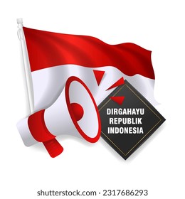 78th indonesia independence day sale badge with megaphone and flag vector design