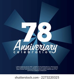 78th year anniversary celebration vector template design illustration with white text elegant blue shiny background.	