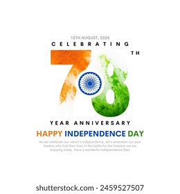 Año 78 Feliz Día de la Independencia de India. Diseño creativo de Plantilla de Vector para el 15 de agosto.