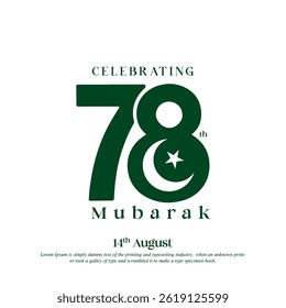 78th year of Pakistan's Independence Day, 14 August vector illustration.