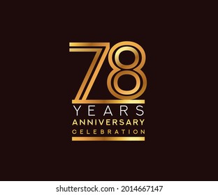 Logotipo de celebración del 78º aniversario. Logo del aniversario con color dorado y plateado aislado en fondo negro, diseño vectorial para celebración, tarjeta de invitación y tarjeta de saludo