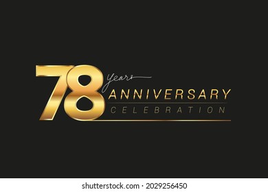 78th years anniversary celebration logotype. Anniversary logo with golden and silver color isolated on black background, vector design for celebration, invitation card, and greeting card.