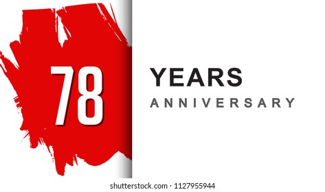 78th years anniversary design with red brush isolated on white background for company celebration event