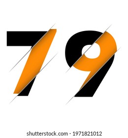 79 7 9 Number Logo Design with a Creative Cut and Black Circle Background. Creative logo design.