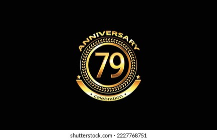 79 anniversary celebration. 79th anniversary celebration. 79 year anniversary celebration logo with black background.