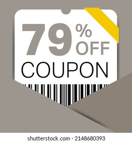 79% Coupon promotion sale for a website, internet ads, social media gift 79% off discount voucher. Big sale and super sale coupon discount. Price Tag Mega Coupon discount with vector illustration.