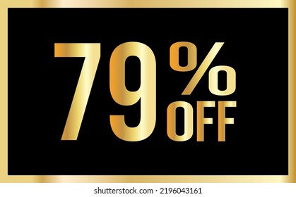 79% discount. Golden numbers with black background. Banner for shopping, print, web, sale illustration