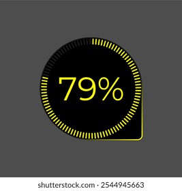 79% Loading. Ui Diagram vector. Download progress icon. Circle diagram interface. Seventy nine percent downloading.