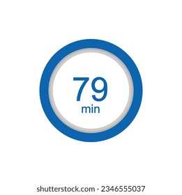 79 minutess timer clock. 79 min stopwatch icon countdown time digital stop chronometer.