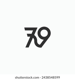 79 number minimal linked line modern clean logo, icon, sign, symbol