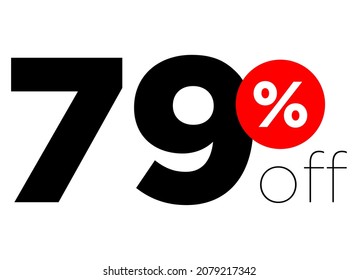 79%. number percent off. modern font to use as a tag in digital marketing promotions and discounts. eps10.eps