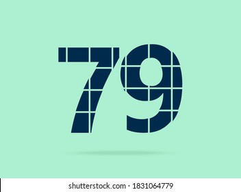79 number, vector desing font.  Made of knife cut. For logo, brand label, design elements, corporate identity, application & more. IsolatedEps10 illustration