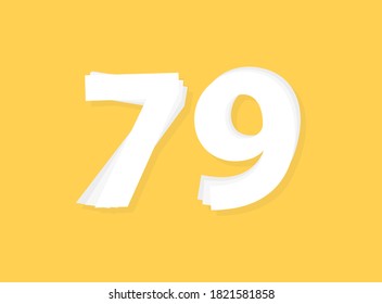 79 Number vector, modern layers design font. Eps10 illustration             