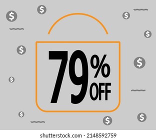 79% off. Dark banner for stores and promotions. Shopping bag