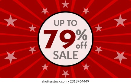 Up to 79% Off, red banner with discount for mega sales