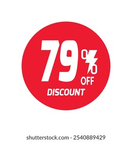 79% OFF Sale Discount Banner offer price tag. Special offer sale red label. Vector Modern Sticker Illustration Background