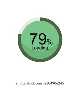 79 percent filled round loading. 79% loading or charging symbol. Progress, waiting, transfer, buffering or downloading icon. Infographic element for website or mobile app interface.