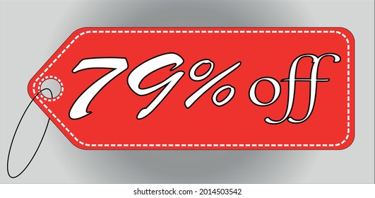 79 percent off red tag. 79 percent discount tag for offers and promotions