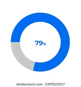 79 percent pie chart outline stroke vector illustration eps 