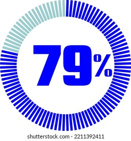 79 Porcentaje con gráfico circular redondeado. Concepto económico, médico, deportivo y de velocidad